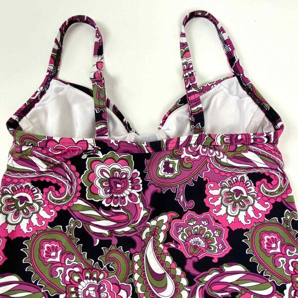 Land's End Tankini Swim Suit Top Ruched Underwire Bodice Paisley Sz 2 Top Only - Picture 5 of 11